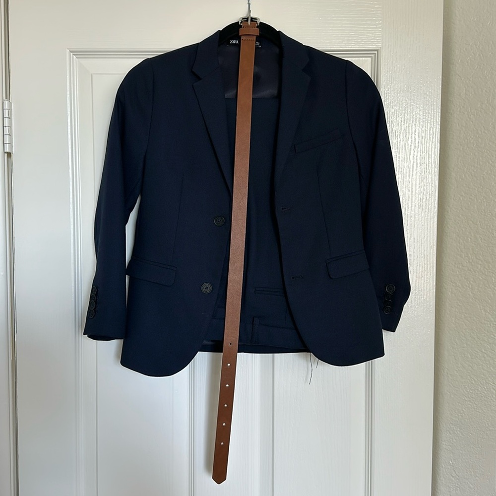 EUC Boys Zara Textured Suit with matching belt